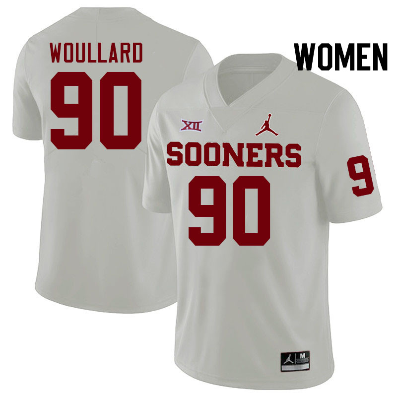 Women #90 Caiden Woullard Oklahoma Sooners College Football Jerseys Stitched-White